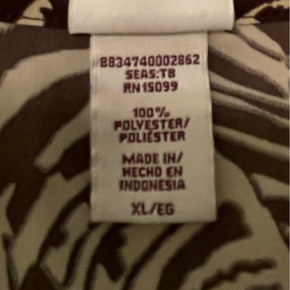 Covington Brown and Tan Tribal Print Wrap 3/4 Sleeve Ruffle Blouse, sz XL - Picture 5 of 7